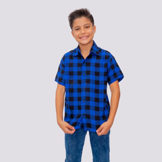 Camisa Social Xadrez Manga Curta Infantil Juvenil Festa Junina Inverno Quadriculada Slim em Oferta na Shopee