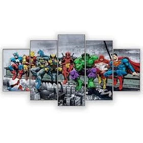 Quadro Decorativo Heróis HQ Guindaste Ação Quadrinhos Super-Heróis Arte Fantasia Poder Batalha