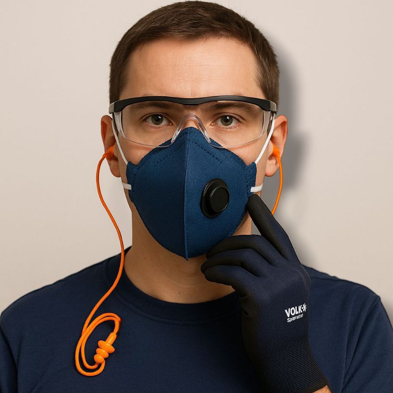 kit epis mascara pff2 C/valvula,oculos de protecao,protetor auricula e luva