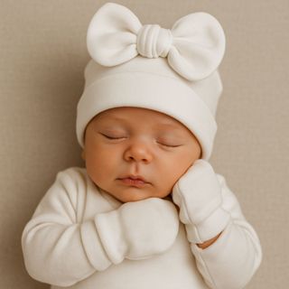 Kit Touca e Luva com laço para Bebê Recém Nascido em Oferta na Shopee