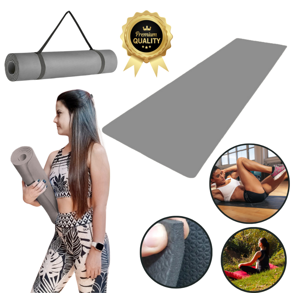 Tapete Yoga Mat 1,70mx55cmx10mm Confortável Grosso Colchonete Tatame Exercício em Casa