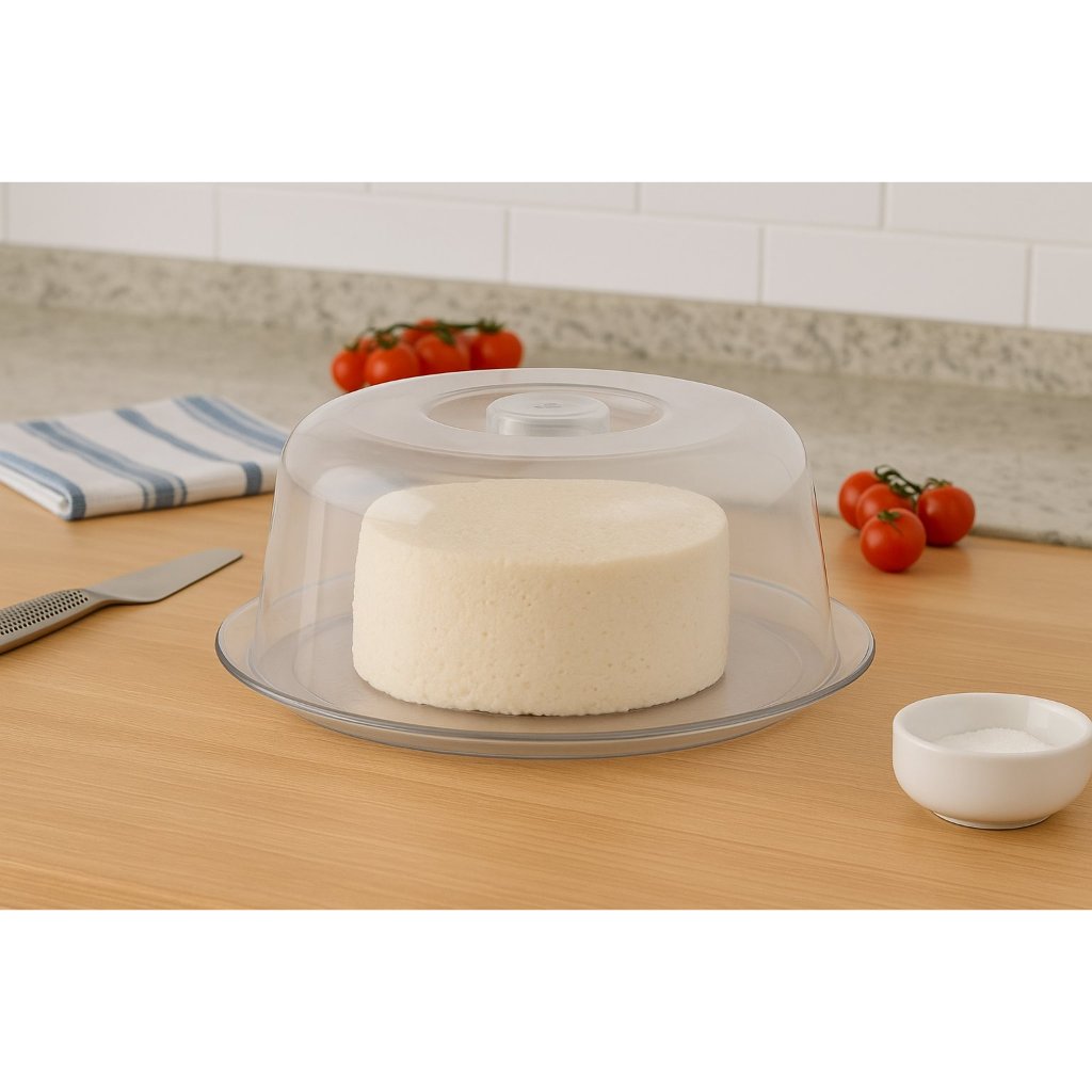 Queijeira Vidro Com Tampa Plástica 24cm Porta Queijo Fresco Minas Queijeira Gourmet Frios Geladeira