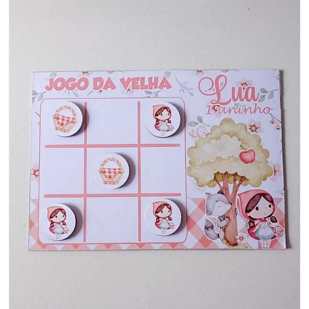 Jogo da Velha Personalizado Chapeuzinho Vermelho , Lembrancinha Chapeuzinho Vermelho,  Aniversário Chapeuzinho Vermelho