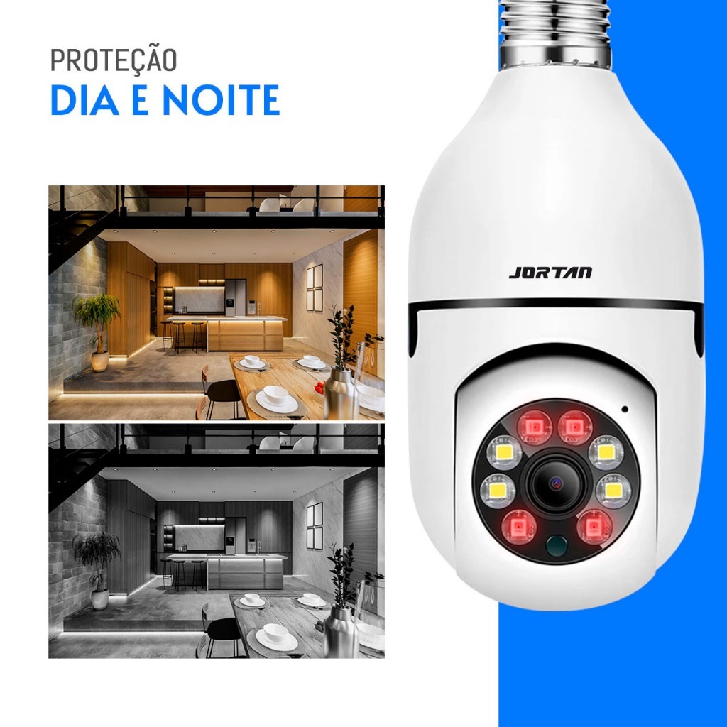 Camera Jortan Yoosee Seguranca Prova Dagua Giratoria 360 Ip Inteligente Lampada Panoramica Wifi E Espiã