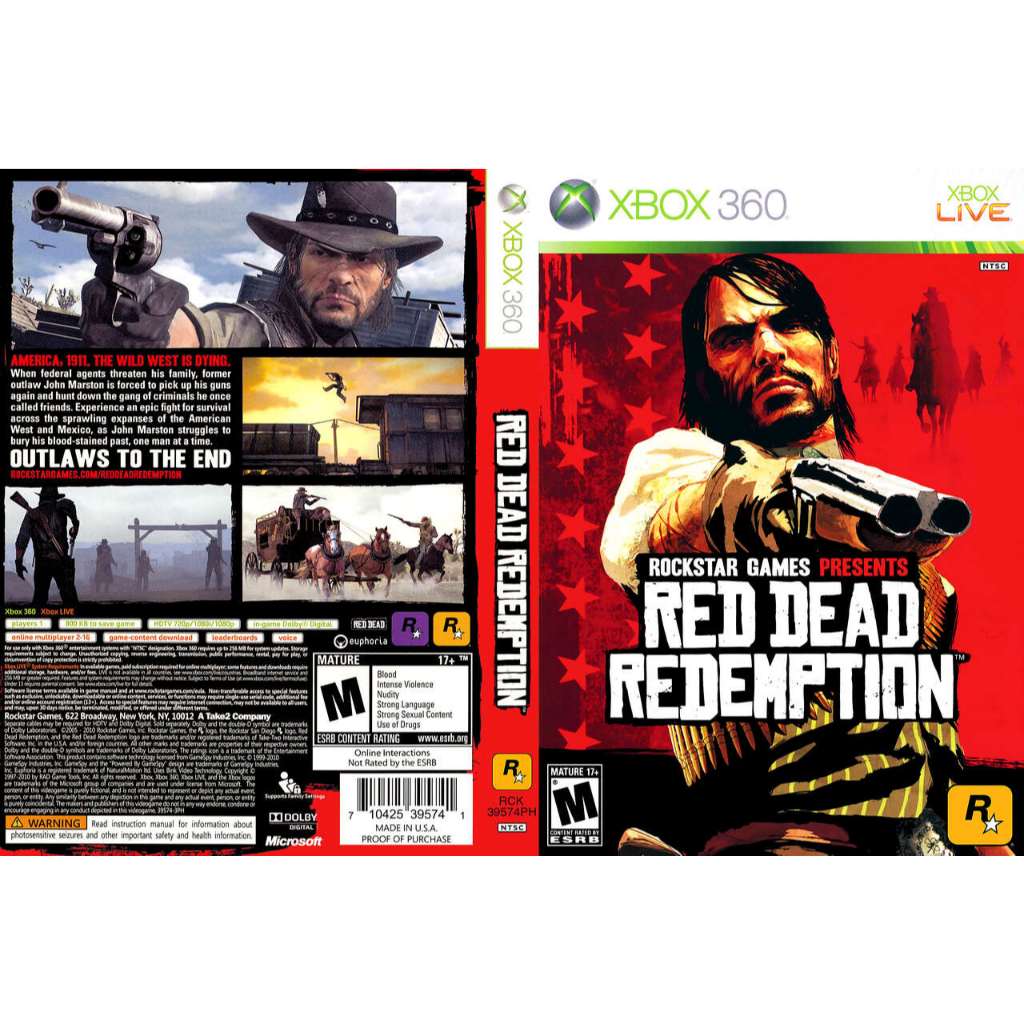 Red dead redemption para Xbox 360 Lt com capa