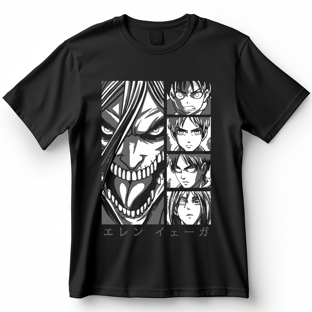 Camisa Titã de Ataque Eren Yeager Mikasa Armin Levi Attack on Titan Blusa Camiseta de Animes 100% Algodão