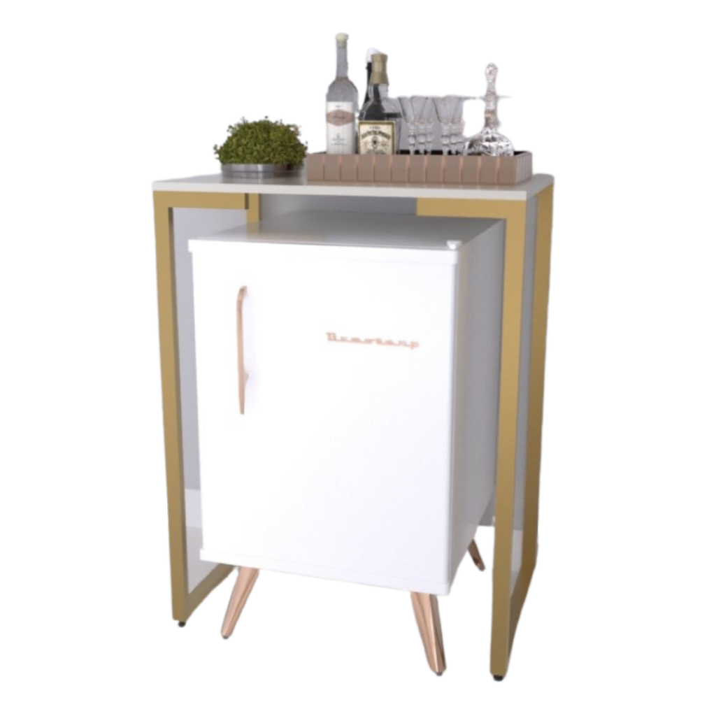 Aparador paraCervejeira com Pés de Ferro e Tampo de MDP Aparador Pés De Ferro Pequeno Com Tampo Madeira Frigobar em Oferta na Shopee