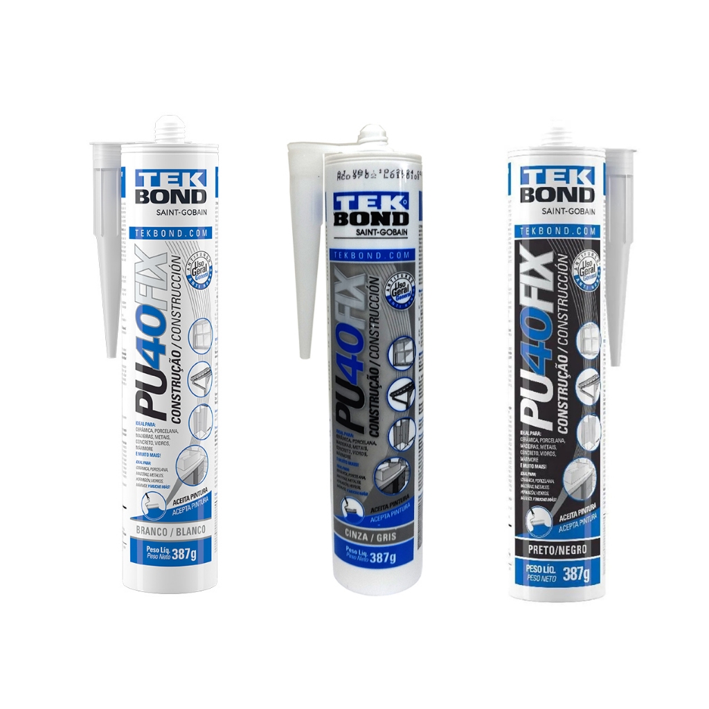 Adesivo Silicone PU 40 Fix Selante Branco Preto ou Cinza 387G Tek Bond em Oferta na Shopee