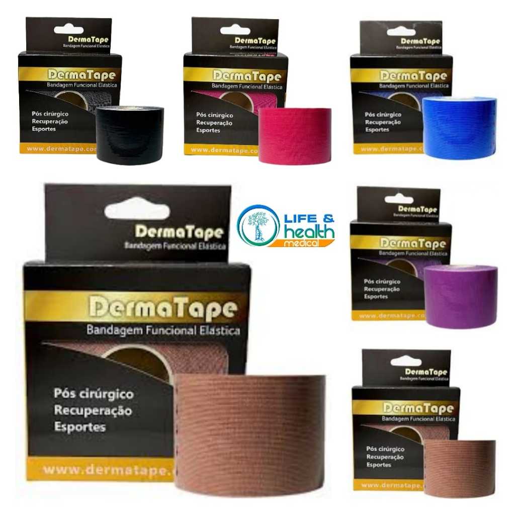 Fita Kinésio Bandagem Funcional Elástica 5cm x 5mt Dermatape