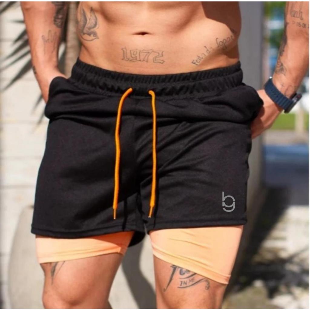 Bermuda Fitness Musculação Masculina Forrada para atividades físicas BodyGrip