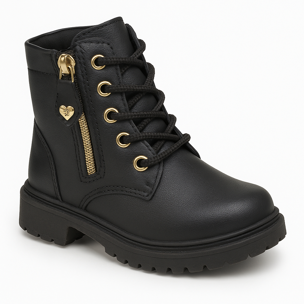 Bota Infantil Menina com Ziper Delicada Moda Blogueira Fashion