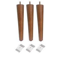 Kit Jogo 3 Pés Palito 30cm Com 3 Chapinha Inclinada Para Poltrona Puff Rack Móveis