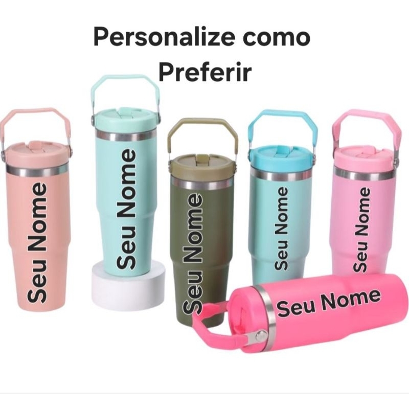 Garrafa Térmica Personalizada Alça Bico 900 ml Tumbler em Oferta na Shopee
