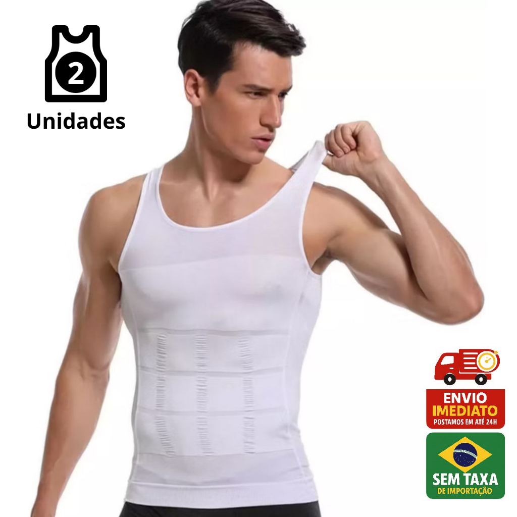 Kit 2 Regata Modeladora Masculina Slim Fit Cinta Postural Redutor emagrecedora