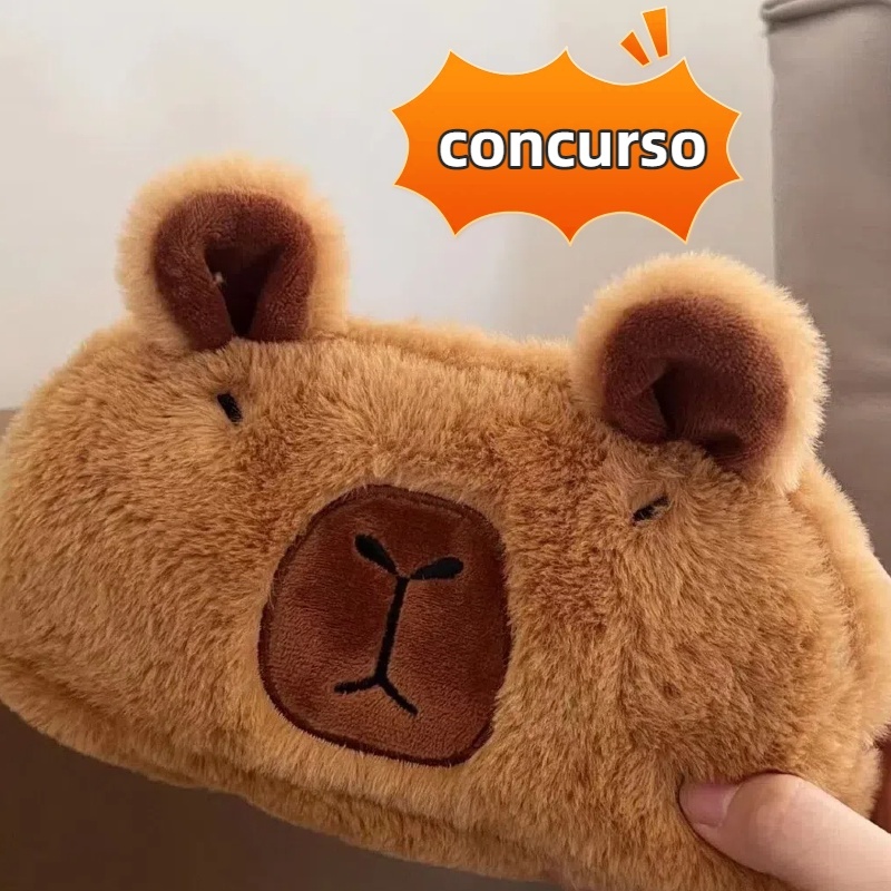 Estojo Escolar Pelúcia Capivara Fofo De Lápis De Grande em Oferta na Shopee
