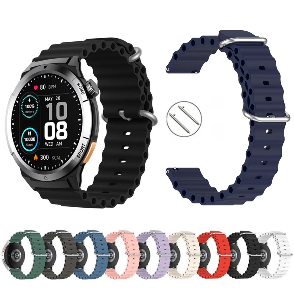 Pulseira 22mm Silicone Oceano para Smartwatch Qcy Gx Active S12 de Engate Rapido