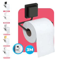 Suporte Porta Papel Higiênico Higenico Banheiro Lavabo Parede Fixação Sem Furo Dupla Face 3M Arthi