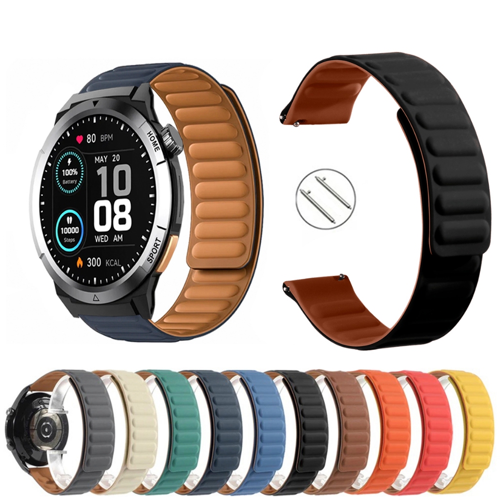 Pulseira 22mm Silicone Elos Imã Magnética para Smartwatch Qcy Gx Active S12 de Engate Rapido