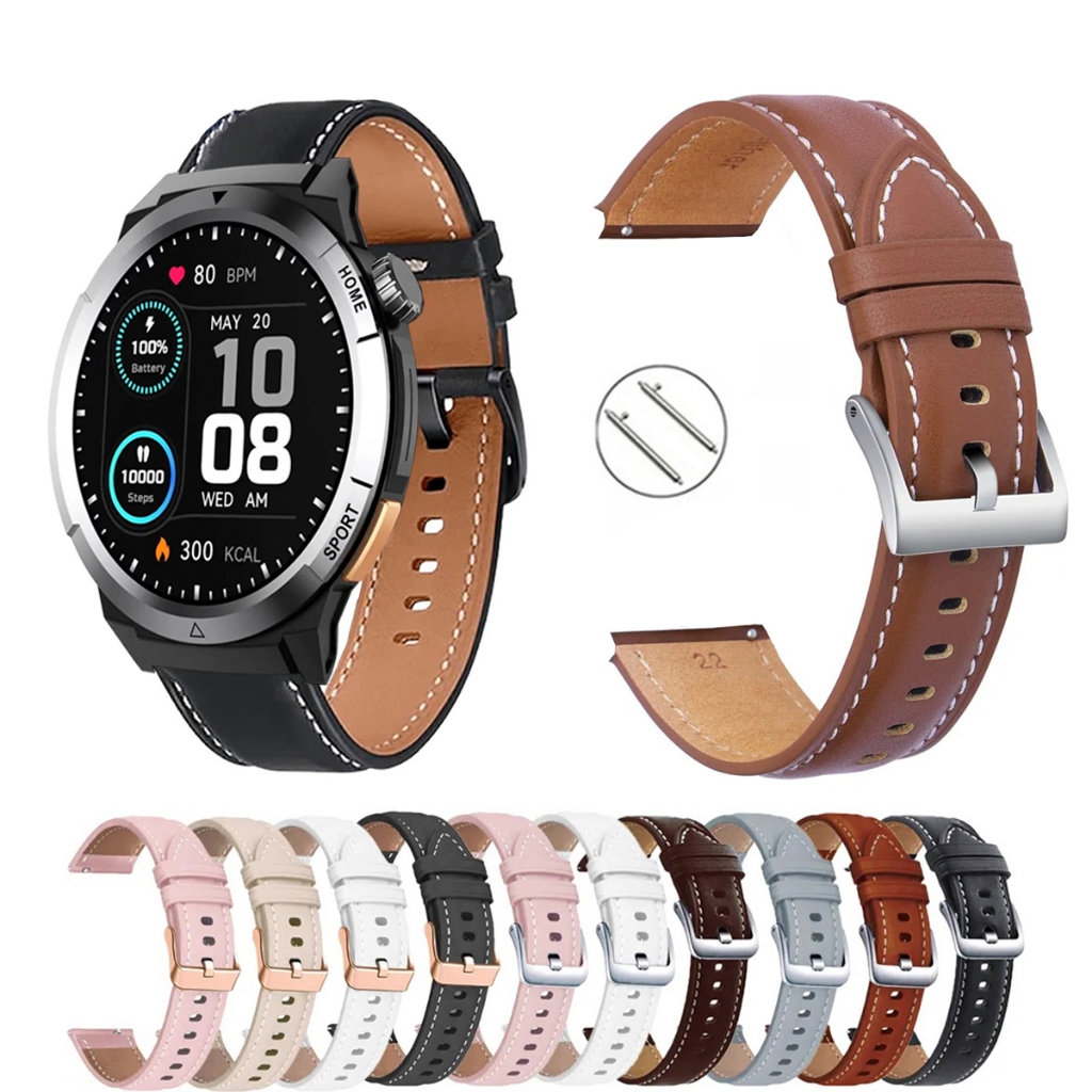 Pulseira 22mm de Couro para Smartwatch Qcy Gx Active S12 de Engate Rapido