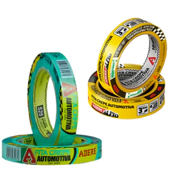 Fita Crepe Automotiva Verde E Amarelo Para Pintura Porta Janela Carro Moto Uso Geral Profissional