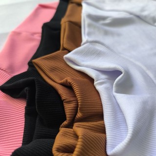 Blusa Para Verano Gola Alta Manga Longa Cacharrel Feminino Malha Ribana canelada Cropped Manga longa Gola Alta Femenina
