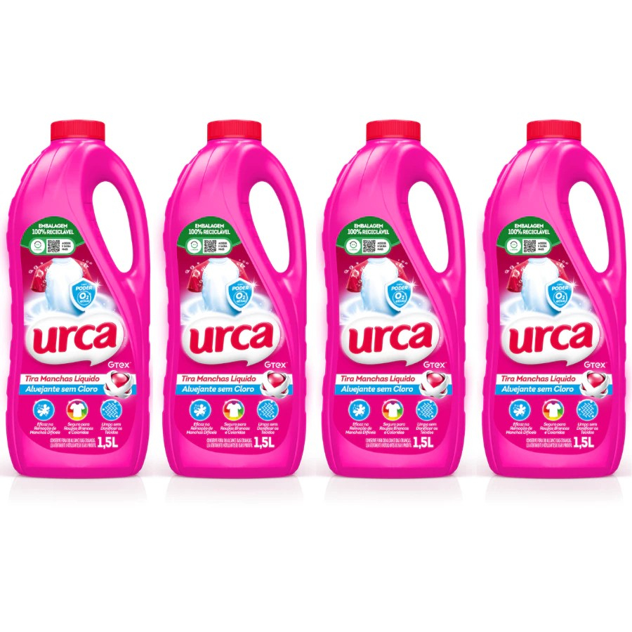 Kit 4 TIRA MANCHAS URCA MAXX 1,5L SUPER BRANCO PROMOÇÃO