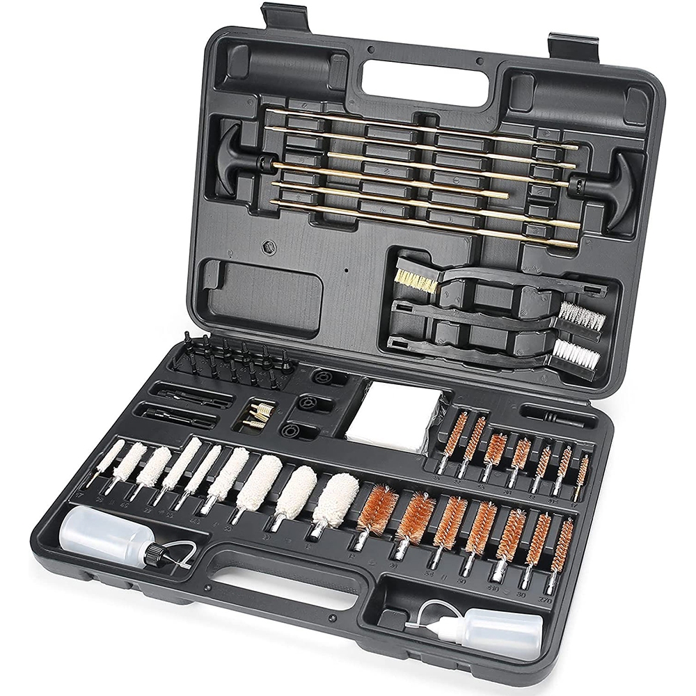 Kit Limpeza 58 peças Para Maleta Todos Calibres Armamento