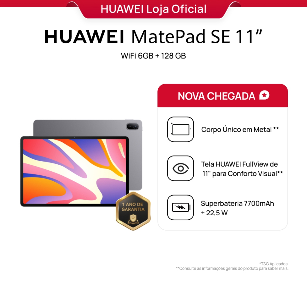 HUAWEI MatePad SE 11" | Tablet | 6GB+128 GB | Tela HUAWEI FullView de 11" para Conforto Visual - Mobile & Gadgets