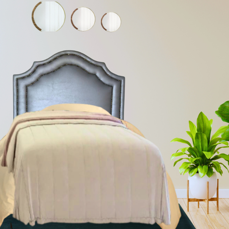 Cabeceira Estofada de Cama Solteiro Dupla Tacha Corino Cinza