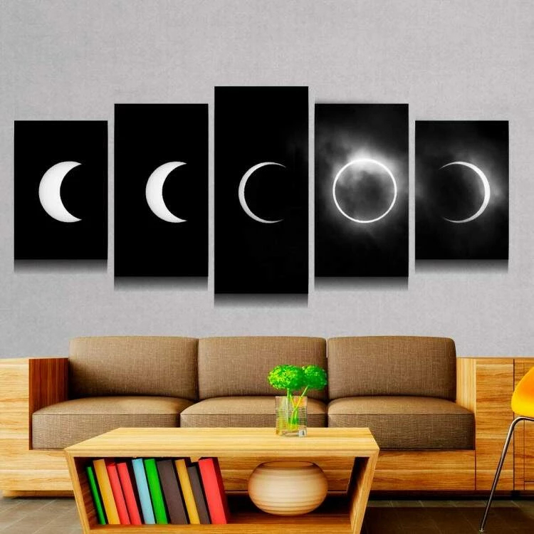 Quadro Decorativo Fases da Lua Eclipse Astronomia Universo Noite Céu Místico Natureza Lunar