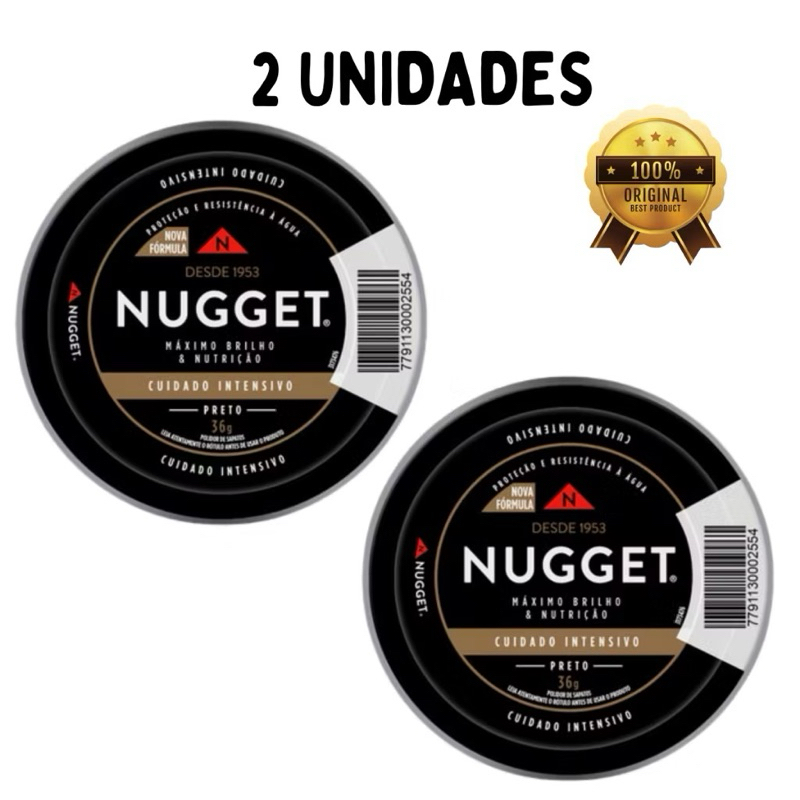 KIT 02 Unidades - Graxa Preta Nugget para Sapatos e Couro Cera para Brilho em sapato