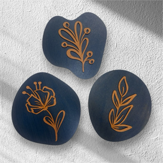 Trio Quadro Orgânico Decoração Mdf Flor Folhagem Quadrinho Decorativo Casa em Oferta na Shopee