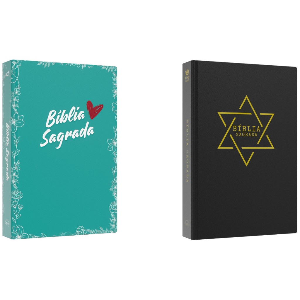 Kit Bíblia Sagrada ACF | Coração Vermelho + Bíblia Sagrada BKJ | Estrela de Davi
