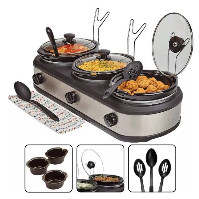 Rechaud Elétrico Buffet Triplo Slow Cooker Member´s Mark 127v