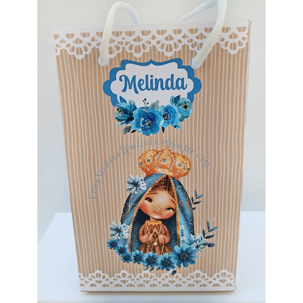 Sacolinha Personalizada Nossa Senhora da Aparecida  Lembranç Festa Infantil Sacola Surpresa taman PP (15,6 x 9,3 x4,3cm)