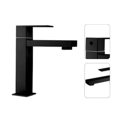 Torneira Banheiro Preto Fosco Baixa Quadrada Metal Luxo