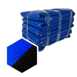 Capa Manta Térmica Para Piscina 7 X 3 Plástico Bolha 300 Micras Preta e Azul