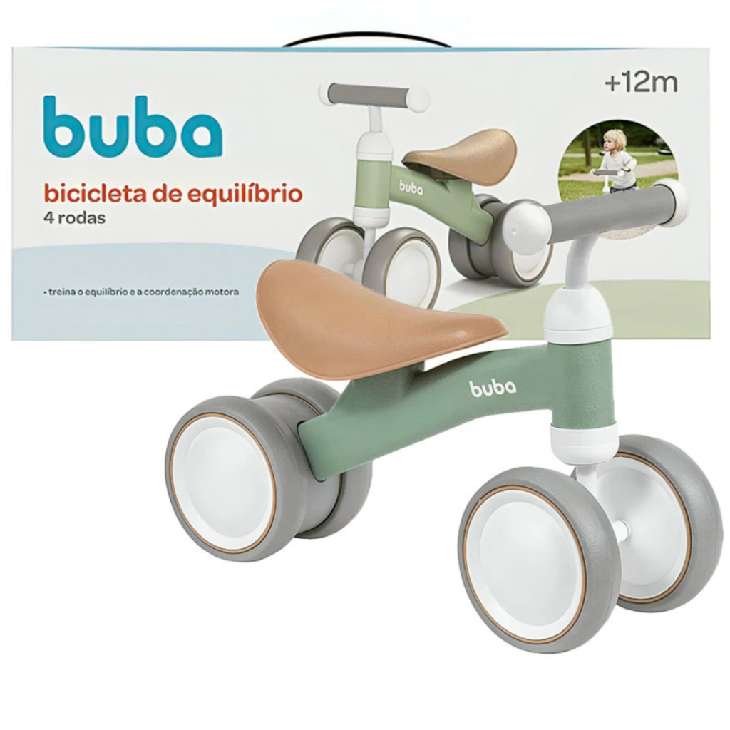 Veículo Bicicleta De Equilibrio 4 Rodas Verde 18813 - Buba - Mom & Baby