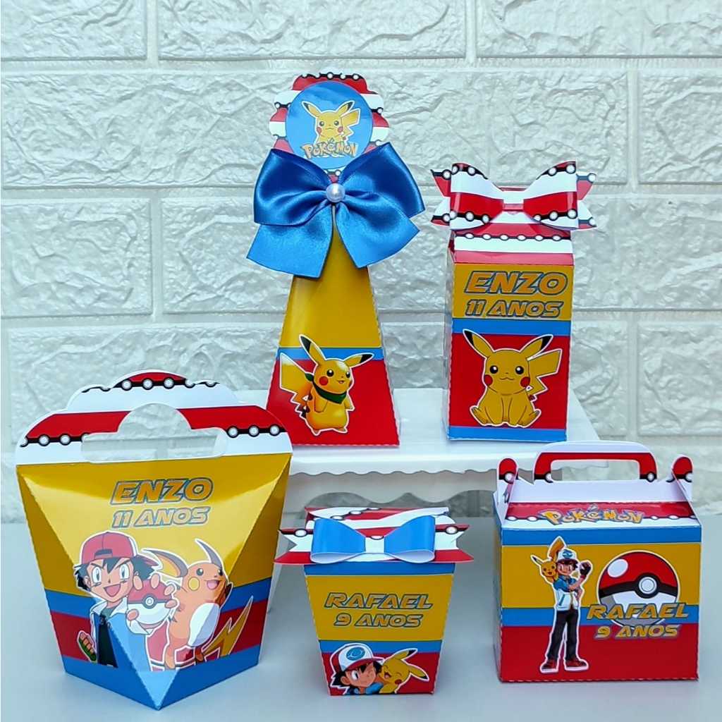 Kit Festa Pokémon Personalizado | Lembrancinhas Pegue e Monte | Papelaria Personalizada | Festa infantil