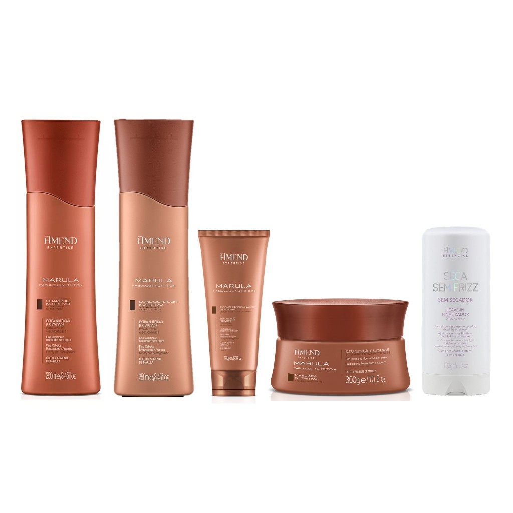 Amend KIT Marula Fabulous Nutrition Sh + Cond + Másc + Creme + Seca Sem Frizz 180ml em Oferta na Shopee