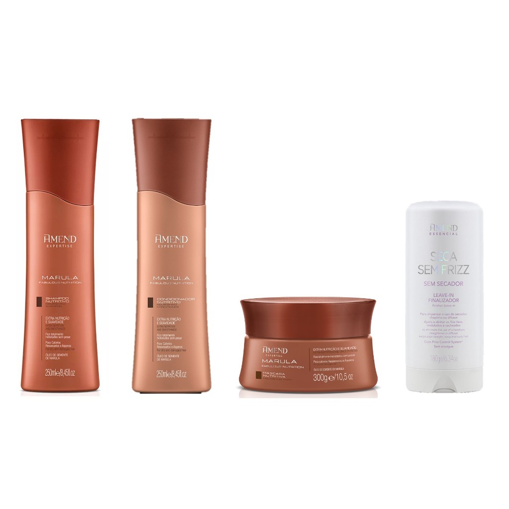 Amend KIT Marula Fabulous Nutrition Sh + Cond + Másc + Seca Sem Frizz 180ml em Oferta na Shopee