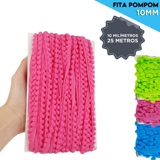 Fita Pompom 10mm 25 Metros Artesanato Costura Decoração Fantasia Passamanaria Colorida em Oferta na Shopee