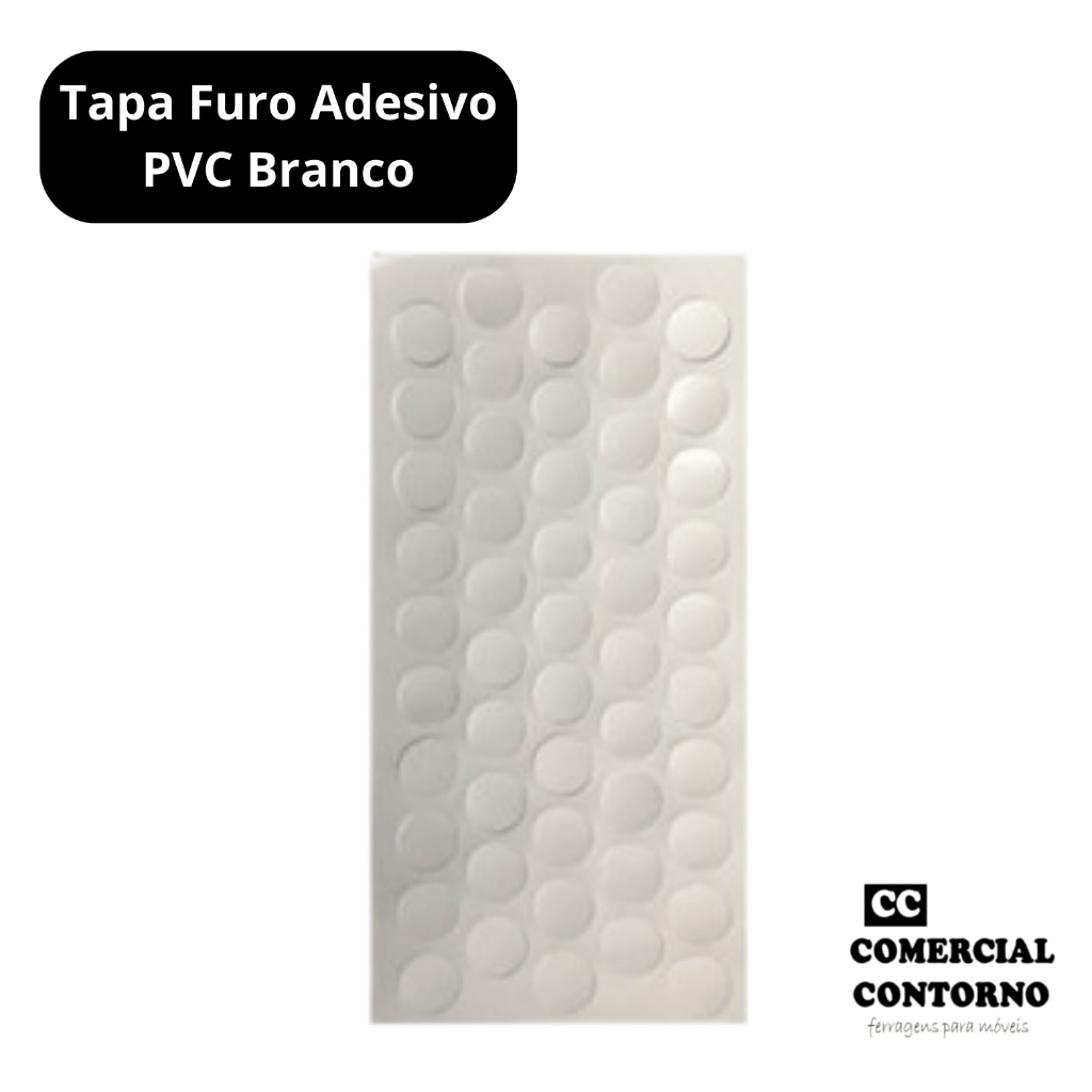 Tapa Furo Moveis Branco TX 13mm c/50un – Kit com 1, 2, 5 ou 10 Cartelas