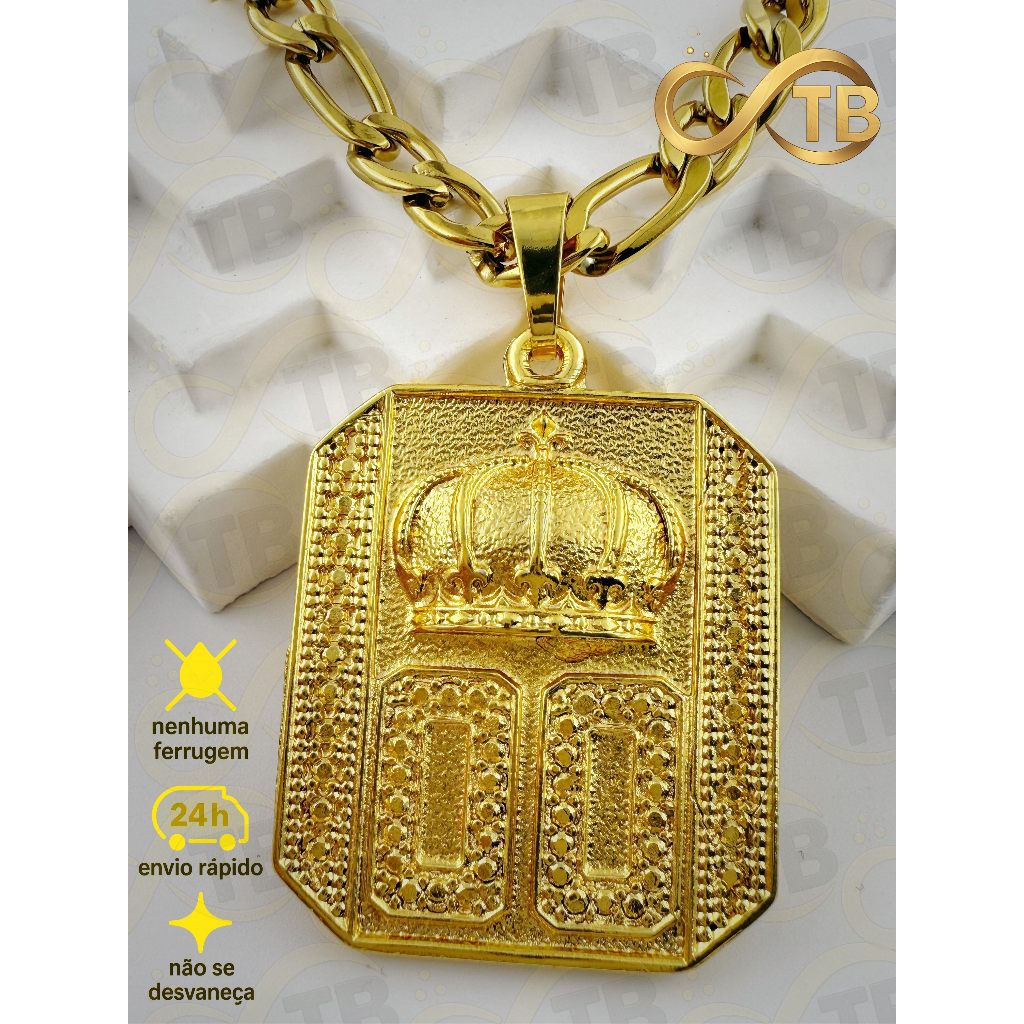 TB Colar Cordão de Moeda AntigaBanhado a Ouro 18k.NK3/1 Pingente Dado com Coroa - de Poder e Prestí em Oferta na Shopee