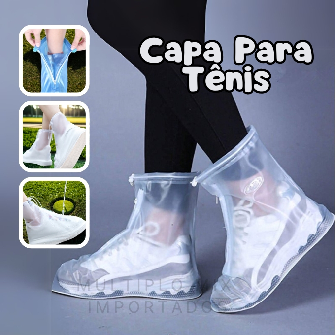 Capa de Tênis Sapato Reutilizável Para Chuva Com Cano Alto Impermeável Viagem Trabalho Escola Férias