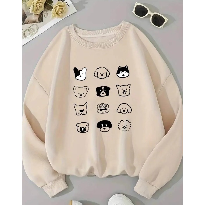 Moletom Pets Gola Redonda Gatinho Gato Cachorrinho Doguinho Pet Lovers Blusa de Frio Moda Inverno Fofo Delicado