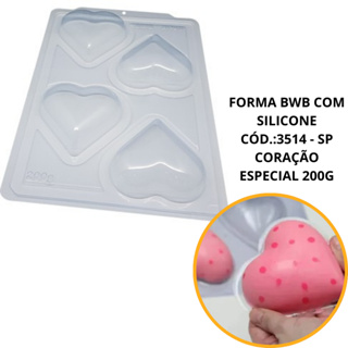 1~4 FORMA BWB COM SILICONE (3 PARTES) SEMIPROFISSIONAL, CÓD.:3514 - SP CORAÇÃO ESPECIAL 200g (CHOCO) em Oferta na Shopee