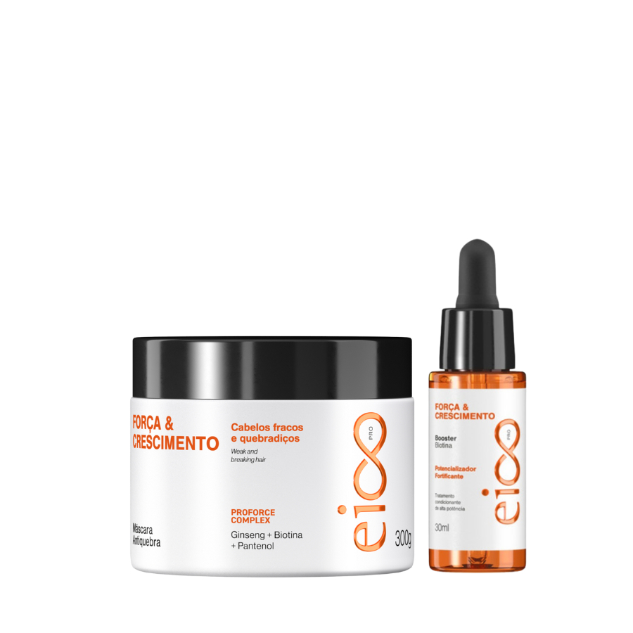 Creme Máscara Eico Pro Força e Crescimento Anti Quebra 300g e Ampola Booster Reparação 30ml em Oferta na Shopee