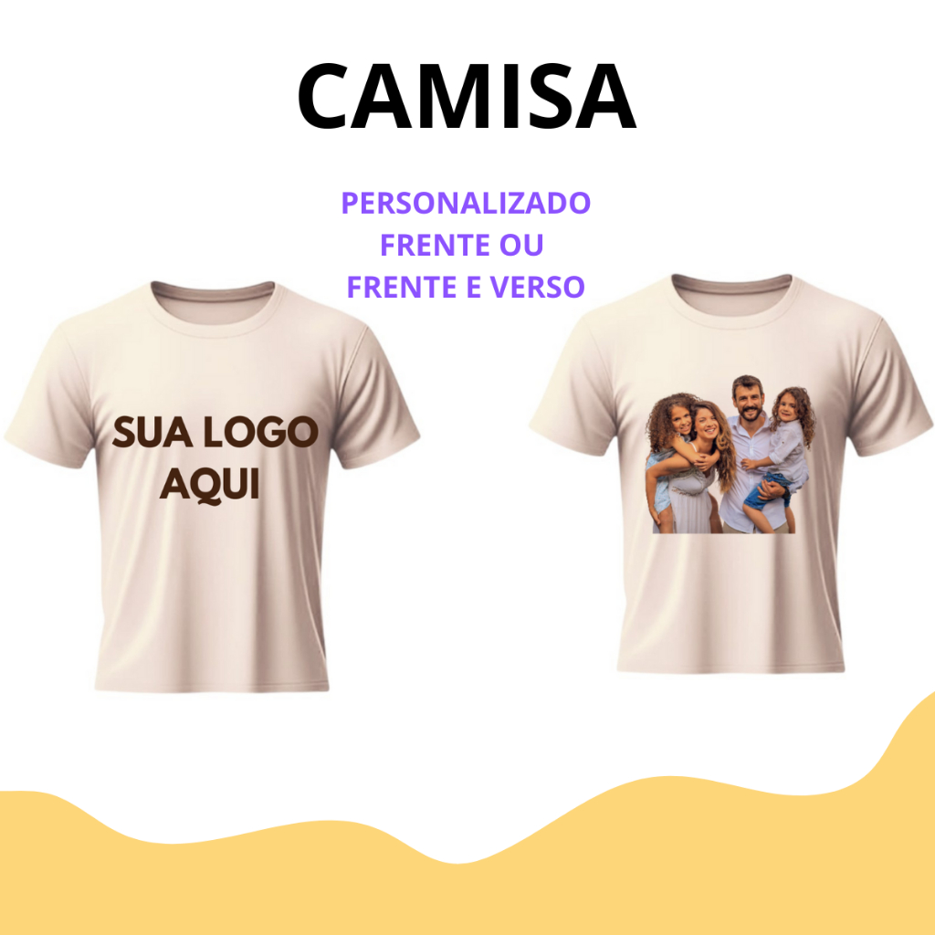 Camiseta Poliéster Unissex  Estampa  Personalizada  Sua Logo Marca