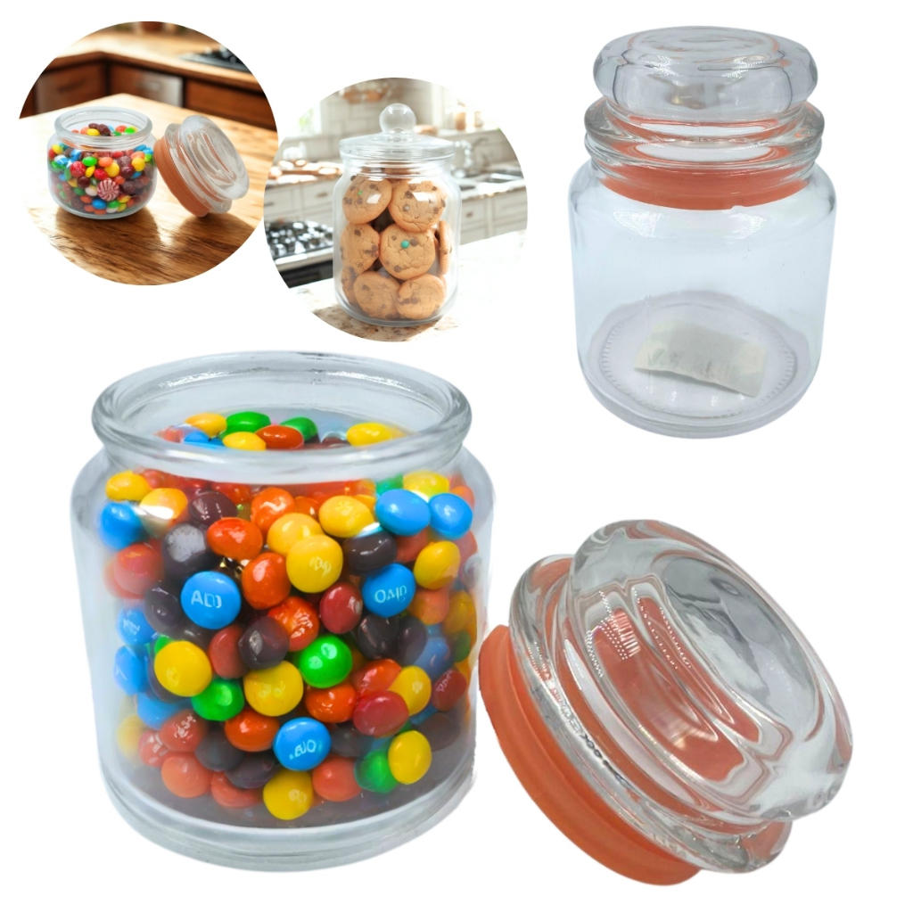 Pote Hermético de Vidro Redondo Decorativo com Vedação para Doces 350, 520 ou 750 ML